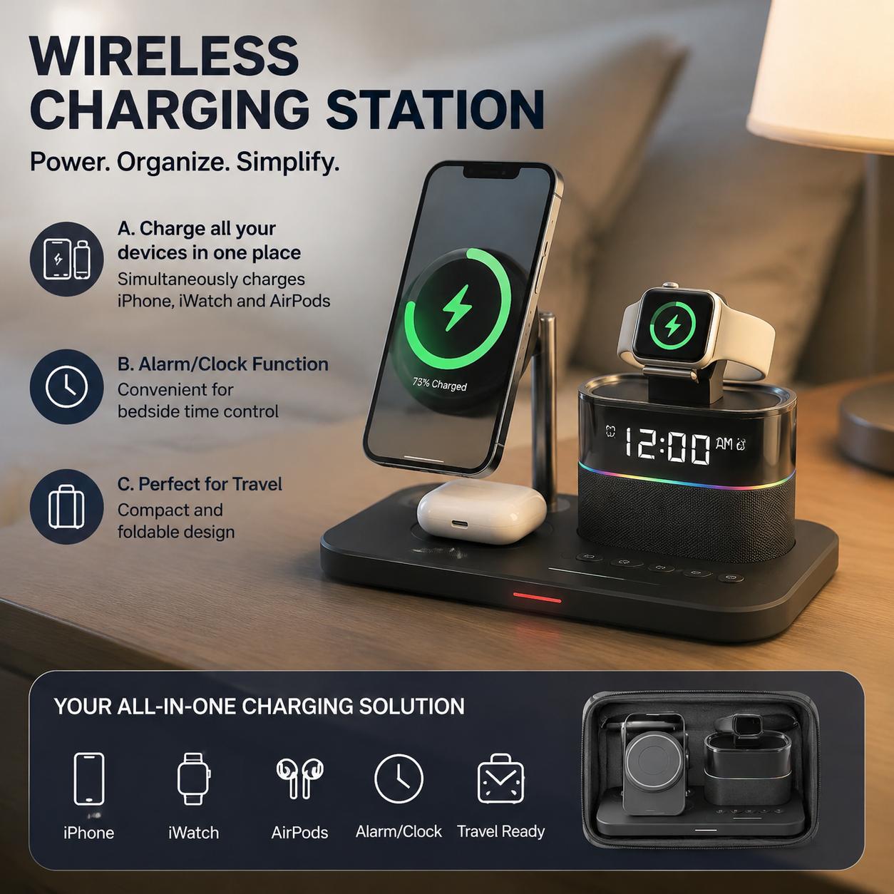 Smart Home Improvement - Manyetik Kablosuz Şarj İstasyonu, Telefon Serisi