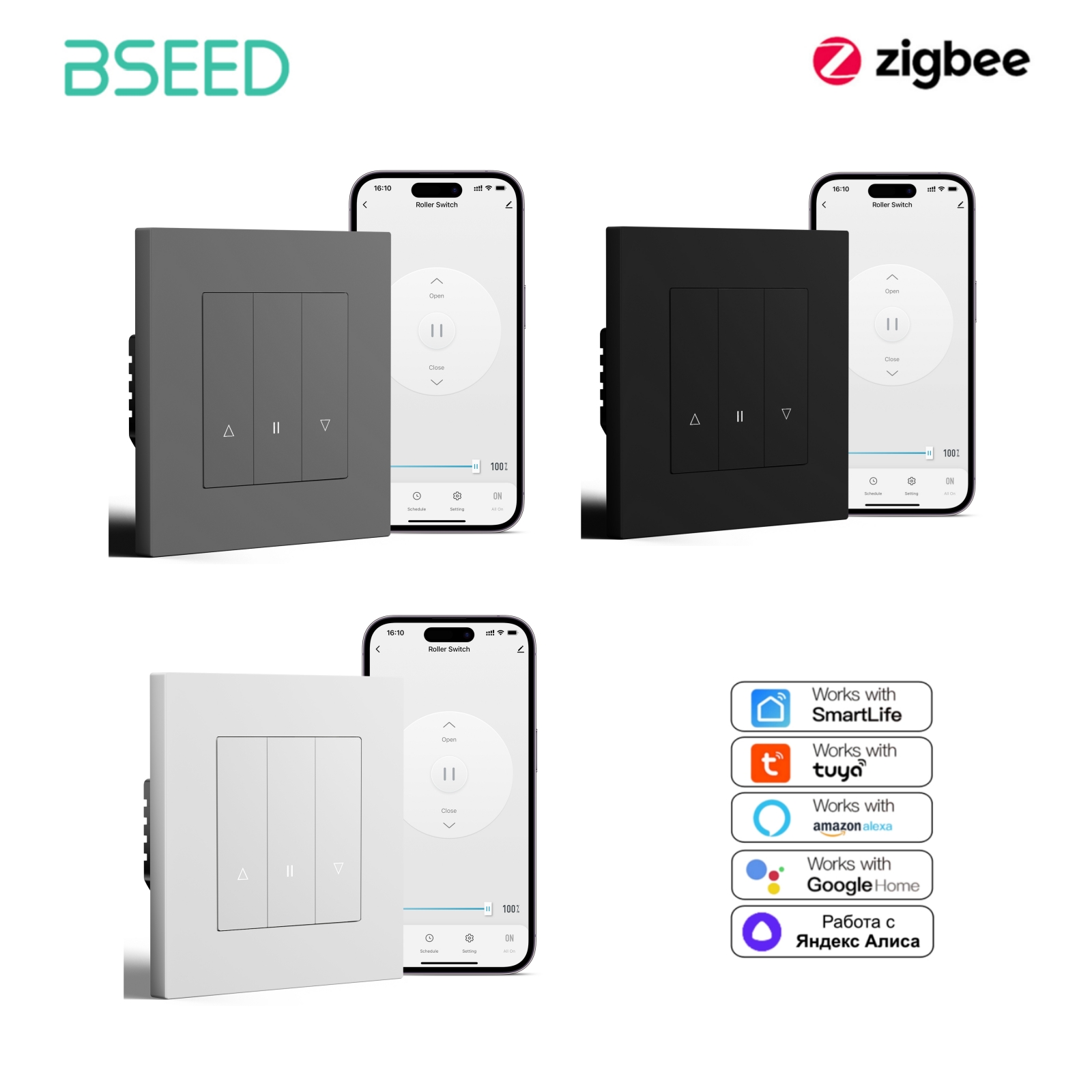 Smart Home Yellow - BSEED Akıllı Panjur Anahtarı Serisi Duvar