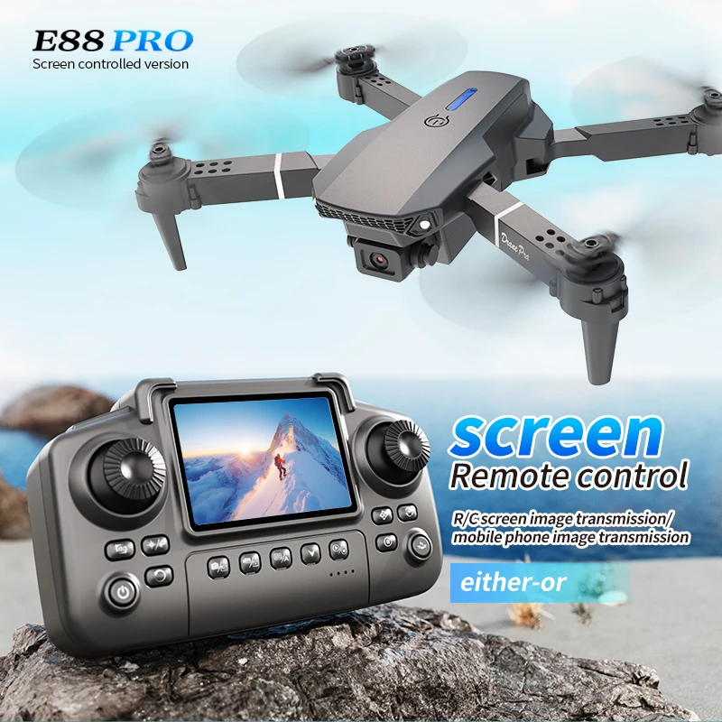 Smart Home Camera - Profesyonel E88 PRO Drone, Ekranlı 8K