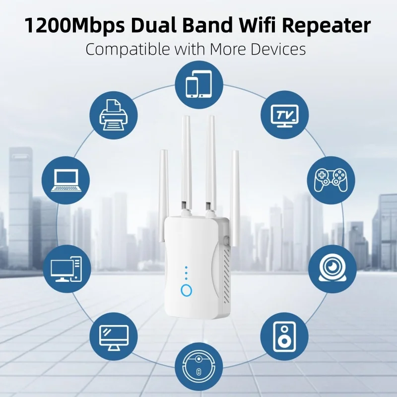 Smart Home Network - 1200Mbps Çift Bantlı WiFi Tekrarlayıcı Kablosuz