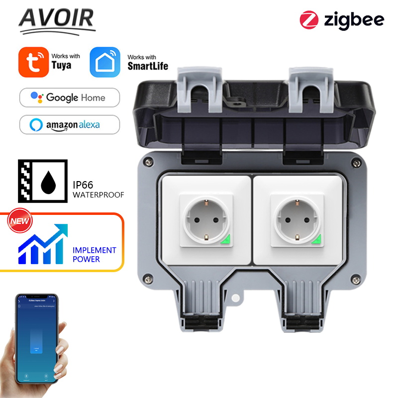 Smart Home Elements - Avoir Tuya Zigbee Elektrik Prizleri IP66
