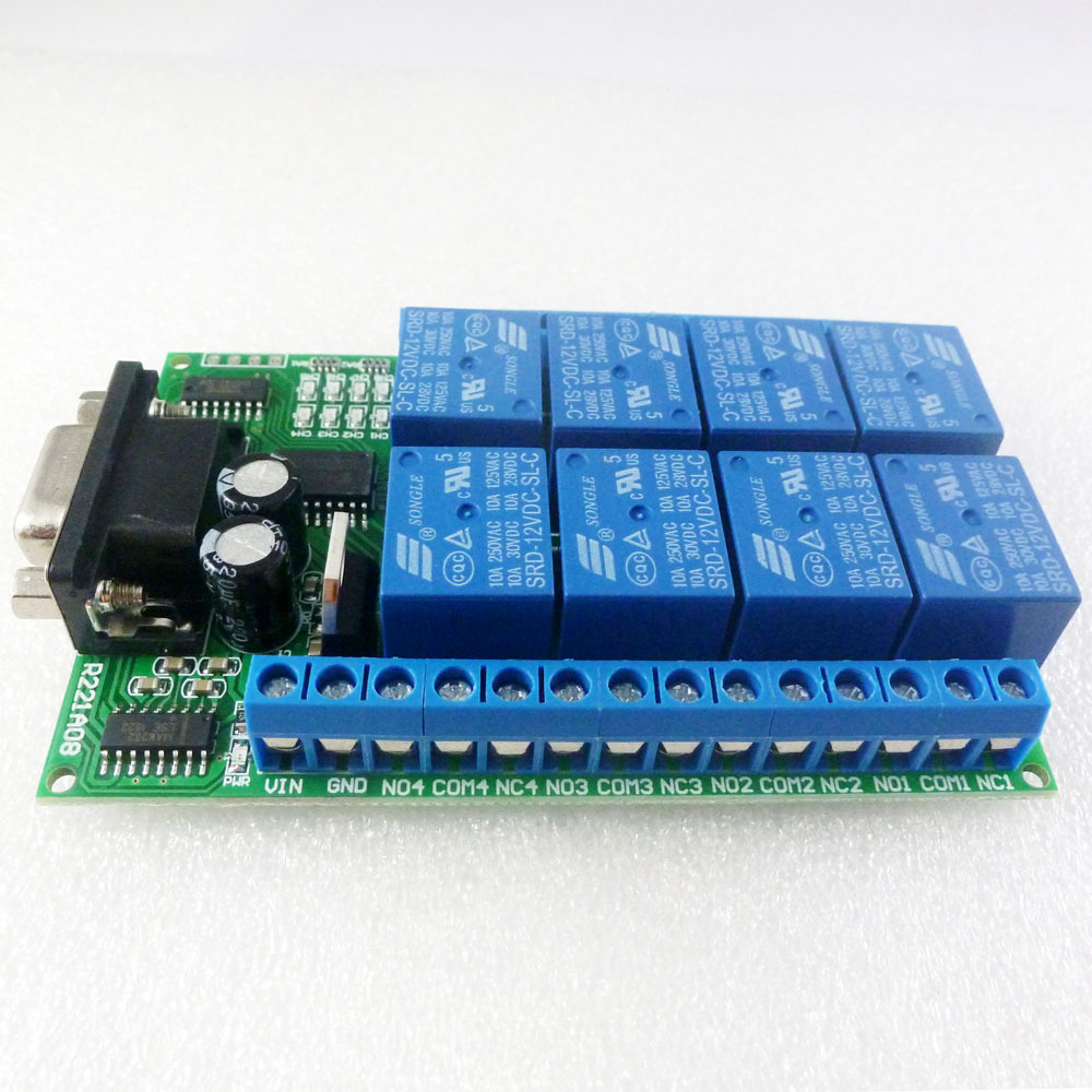 Smart Home With Plc - 8 Kanallı DC 12V RS232 Röle