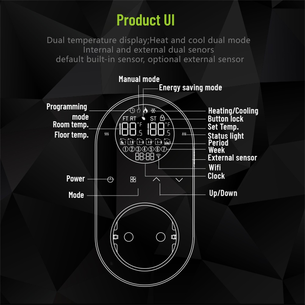 Yeni Çift Sensörlü Termostat W - Wifi Thermostat incelemesi ve fiyatı